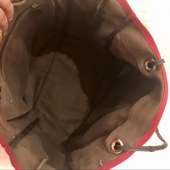 SOLD ON DEPOP!!! Anya Hindmarch ‘the Brompton’ brown and red canvas, leather - Picture 7 of 9